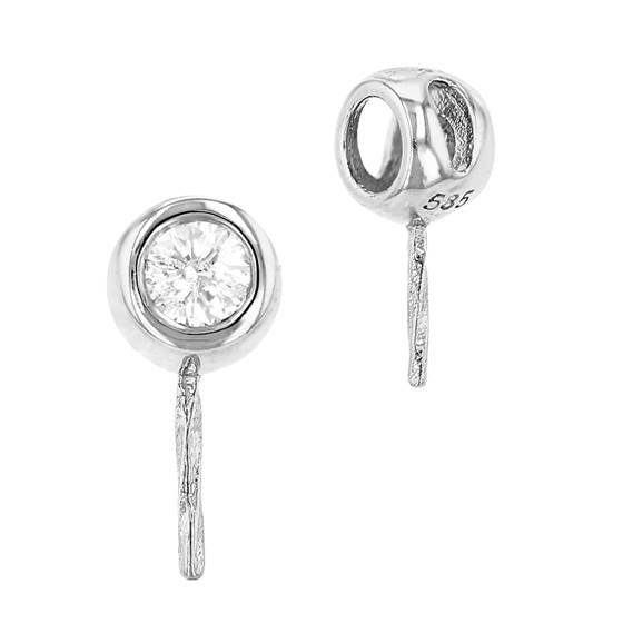 14kw 6mm diamond bezel charm with peg for pearl (chain can go through)