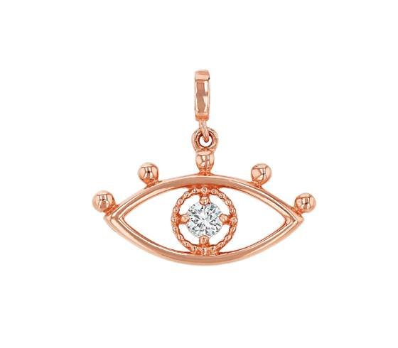 14kr 13mm 1dia.035ct diamond evil eye charm