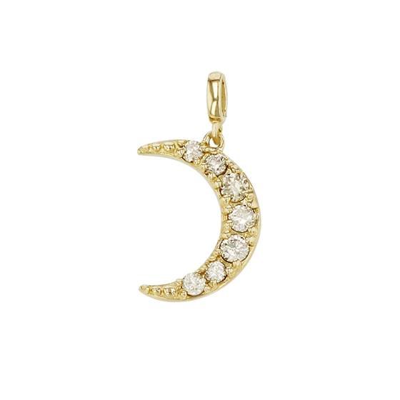 14ky 7x10mm 7dia.10ct diamond crescent moon charm