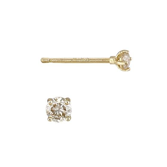 14ky 3mm 1dia.082ct diamond solitaire stud earring (champaigne diamond)