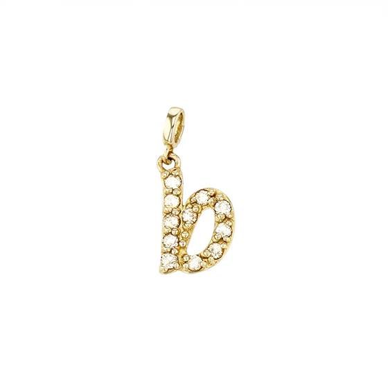 14ky 9.5mm 11dia.09ct diamond script letter b initial charm