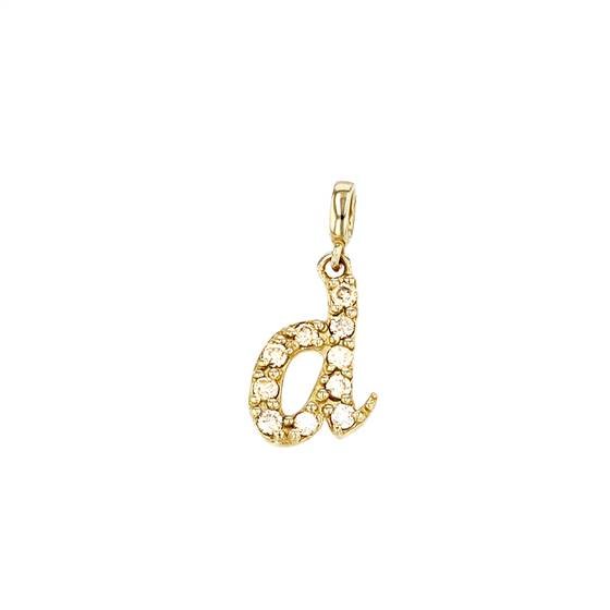 14ky 9.5mm 10dia.08ct diamond script letter d initial charm