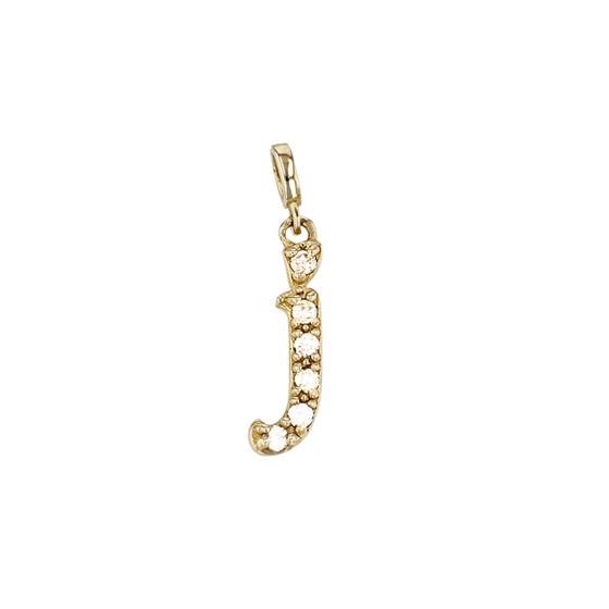 14ky 12mm 6dia.05ct diamond script letter j initial charm