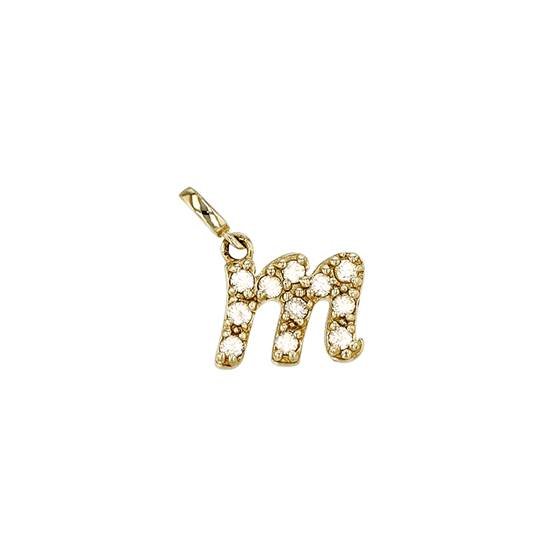 14ky 7.5mm 11dia.09ct diamond script letter m initial charm