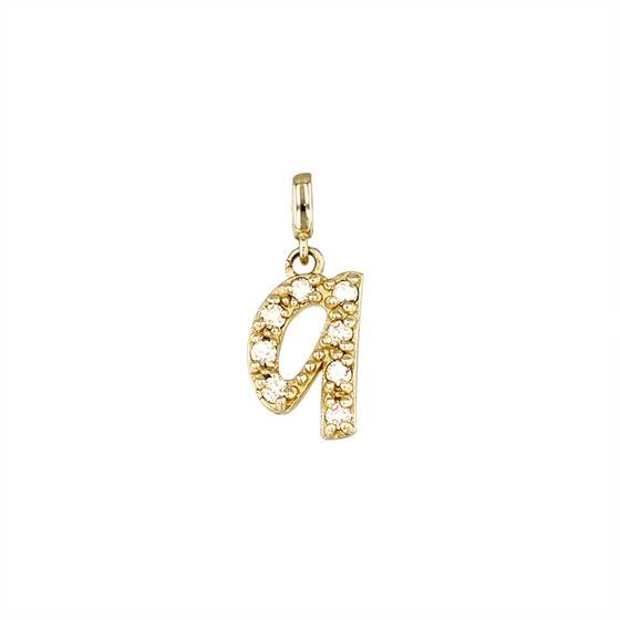 14ky 9.5mm 8dia.06ct diamond script letter q initial charm