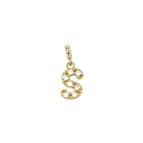 14ky 8mm 7dia.06ct diamond script letter s initial charm