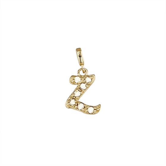 14ky 7.5mm 7dia.06ct diamond script letter z initial charm