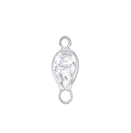 14kw 5x3mm pear shape bezel set connectorwhite topaz