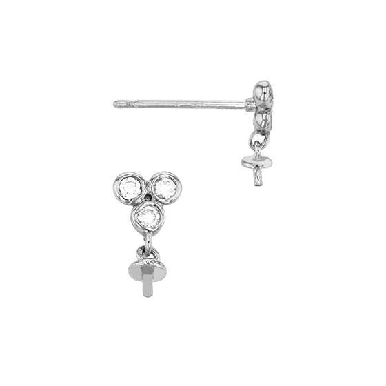 14kw 4.5mm 3dia..07ct check diamond wt?? diamond triangle bezel stud earring with 2.5mm pearl cup (champagne diamond)