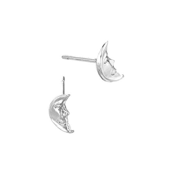 ss 8mm crescent moon face stud earring