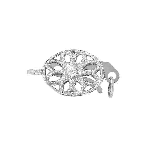 14kw 7x12mm diamond accent filgree fish clasp