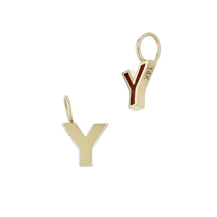 14ky 6mm letter y thick block style letter charm