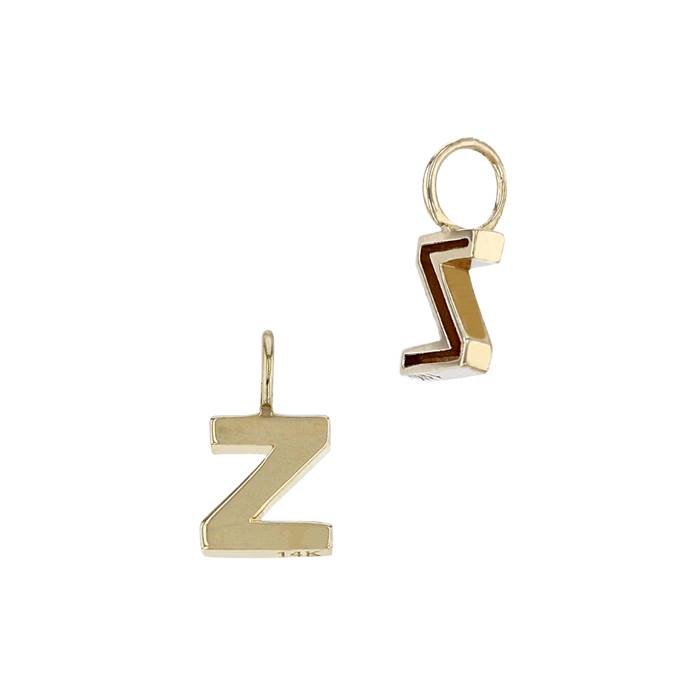 14ky 6mm letter z thick block style letter charm