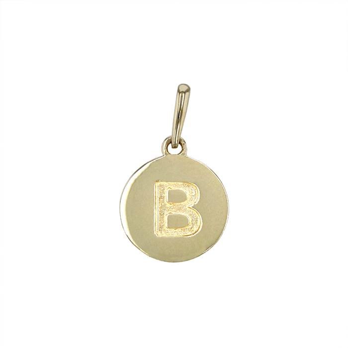 14ky 9mm letter b round disc letter charm