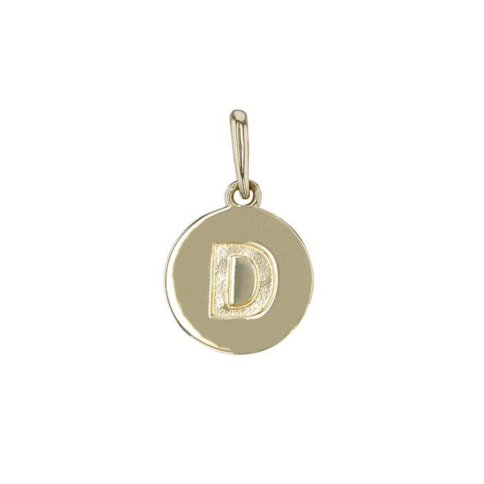 14ky 9mm letter d round disc letter charm