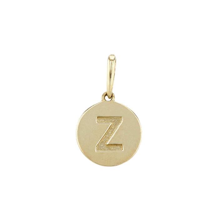 14ky 9mm letter z round disc letter charm