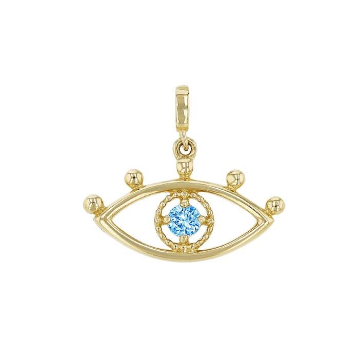 14ky 13mm 1dia.033ct diamond evil eye charm