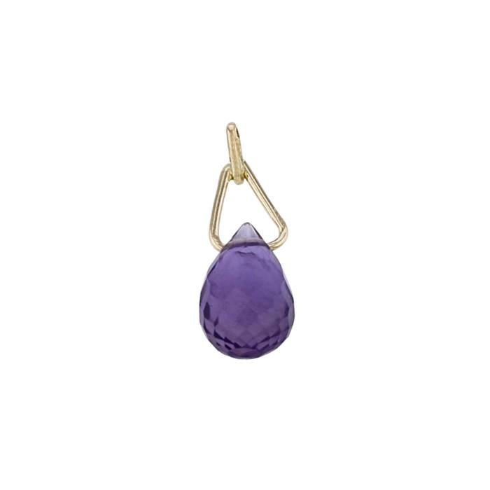 14ky 6x4mm amethyst drop charm february birthstone