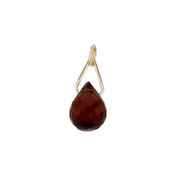 14ky 6x4mm garnet drop charm january birthstone