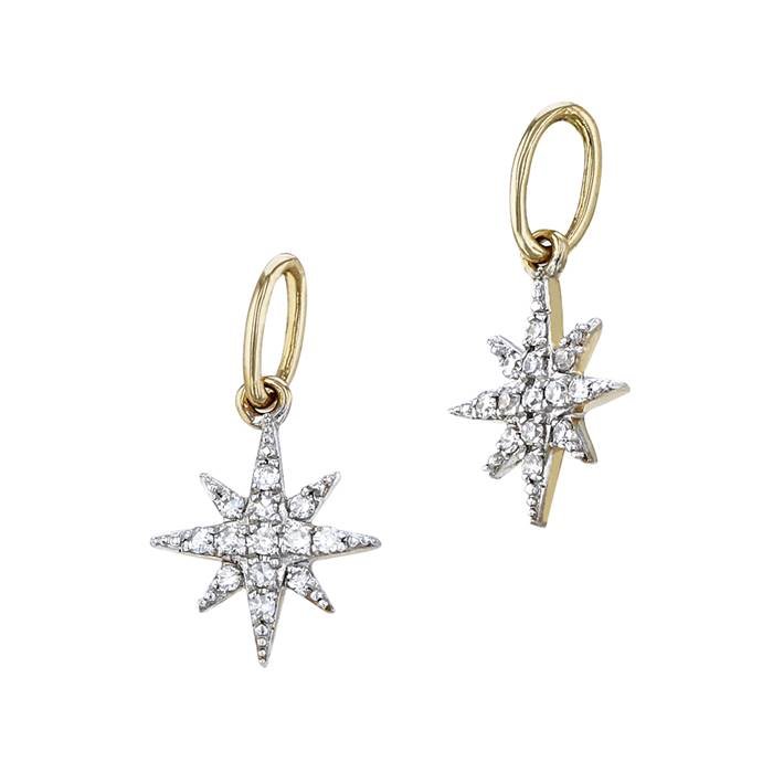 14ky 7mm 13dia 0.04cts diamond pave diamond starburst charm