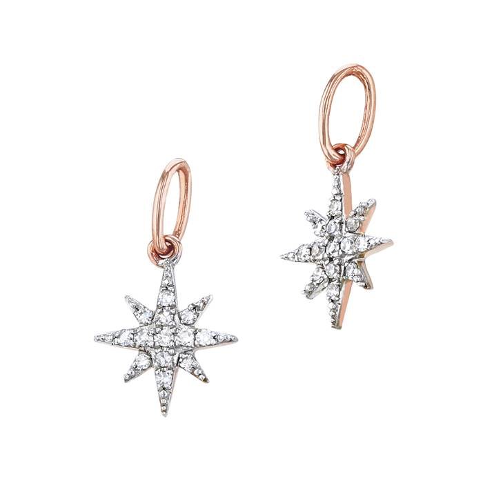 14kr 7mm 13dia 0.04cts diamond pave diamond starburst charm