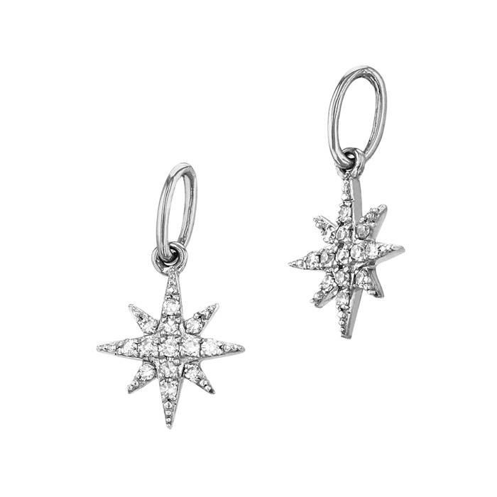 14kw 7mm 13dia 0.04cts diamond pave diamond starburst charm