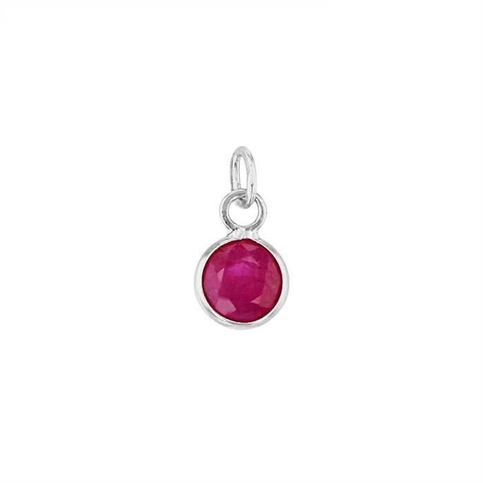 14kw 3mm round bezel set charm july birthstone ruby