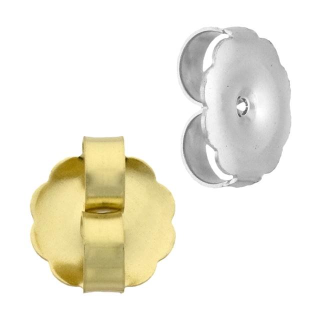 18K 9mm Ridged Edge Earring Earnut 0.9mm Center Hole