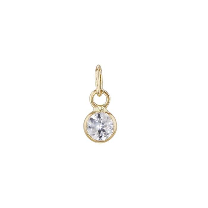 14ky 3mm round bezel set charm september birthstone w.sapphire