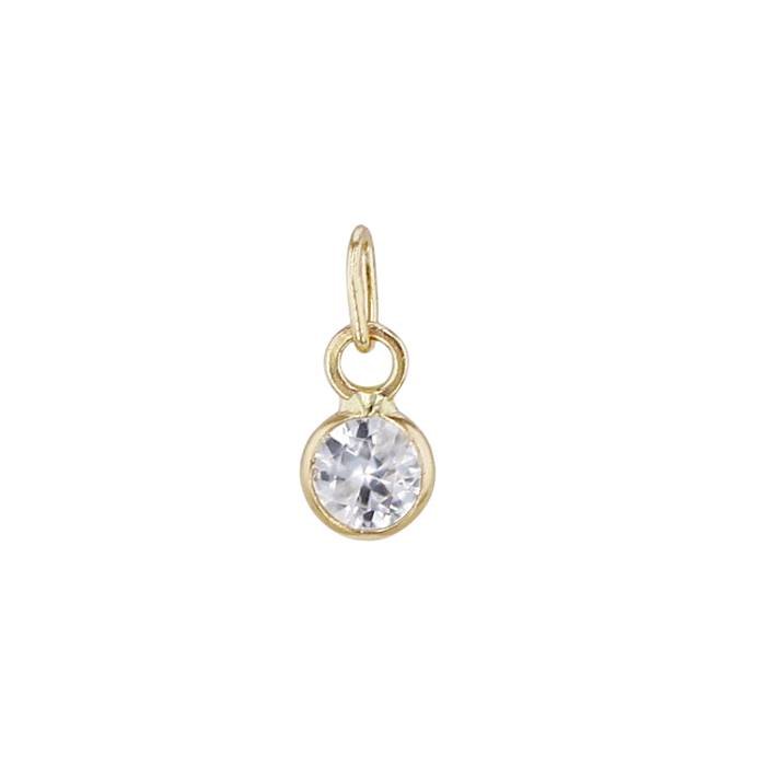 14ky 3.5mm round bezel set charm september birthstone w.sspphire