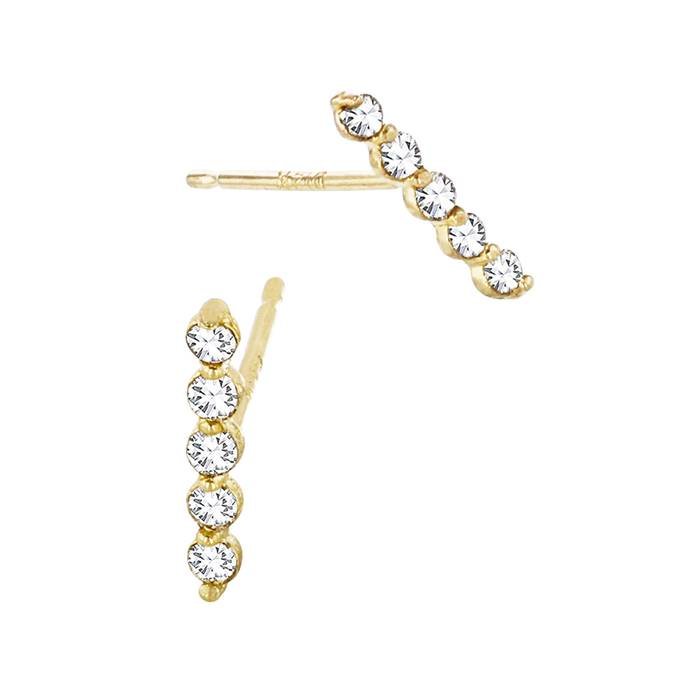 14ky 5dia .075ct 10mm diamond straight bar stud earring