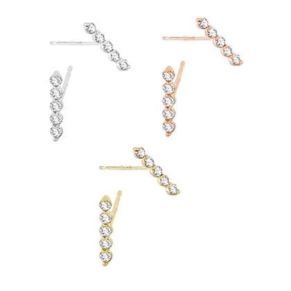 14K Diamond Bar Stud Earring