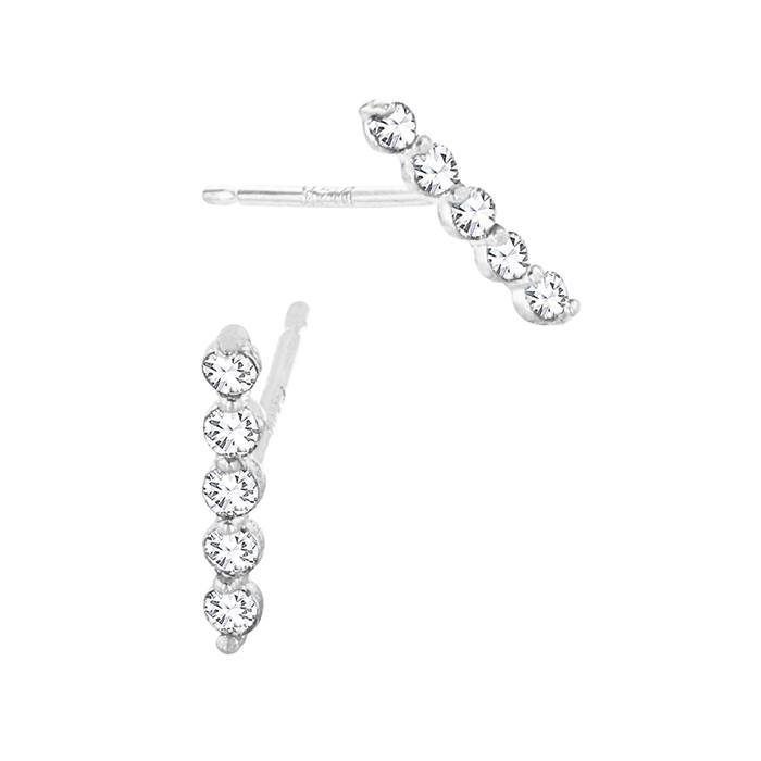 14kw 5dia .075ct 10mm diamond straight bar stud earring