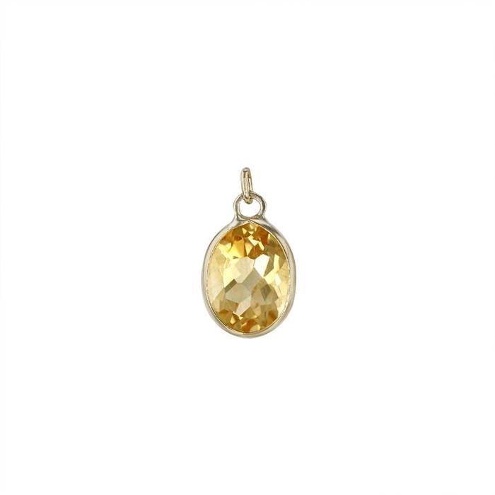 14ky 4x3mm citrine oval bezel set charm november birthstone