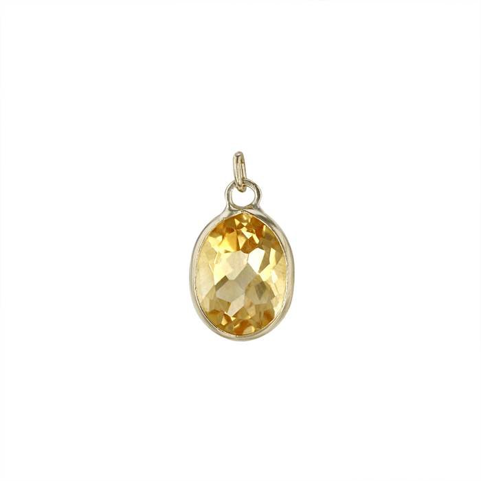 14ky 7x5mm citrine oval bezel set charm november birthstone