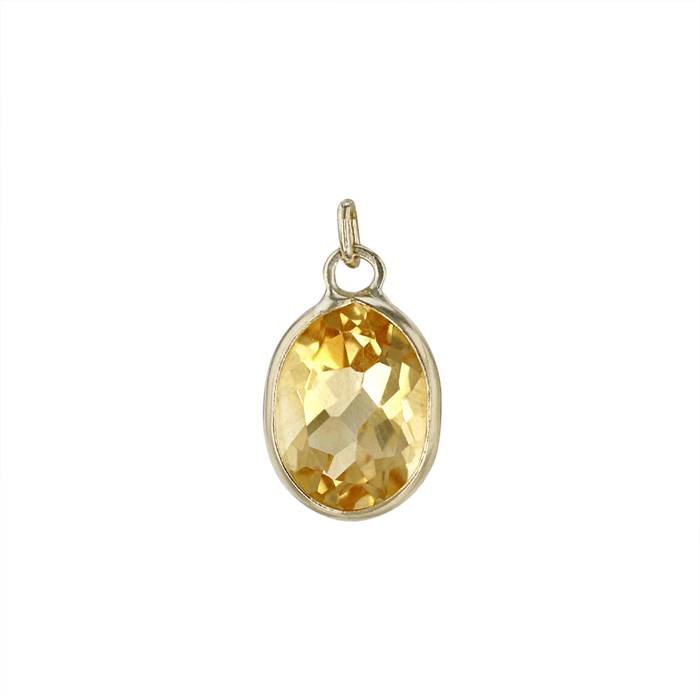 14ky 8x6mm citrine oval bezel set charm november birthstone