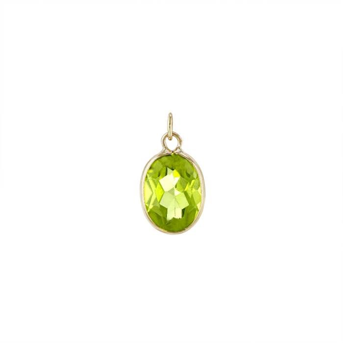 14ky 4x3mm peridot oval bezel set charm august birthstone