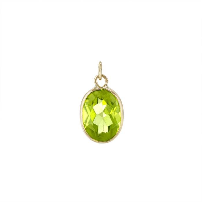 14ky 7x5mm peridot oval bezel set charm august birthstone