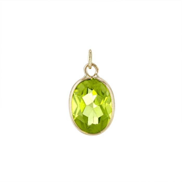 14ky 8x6mm peridot oval bezel set charm august birthstone