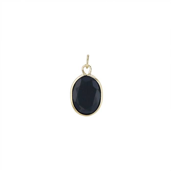 14ky 4x3mm black spinel oval bezel set charm august birthstone