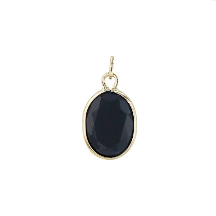 14ky 8x6mm black spinel oval bezel set charm august birthstone