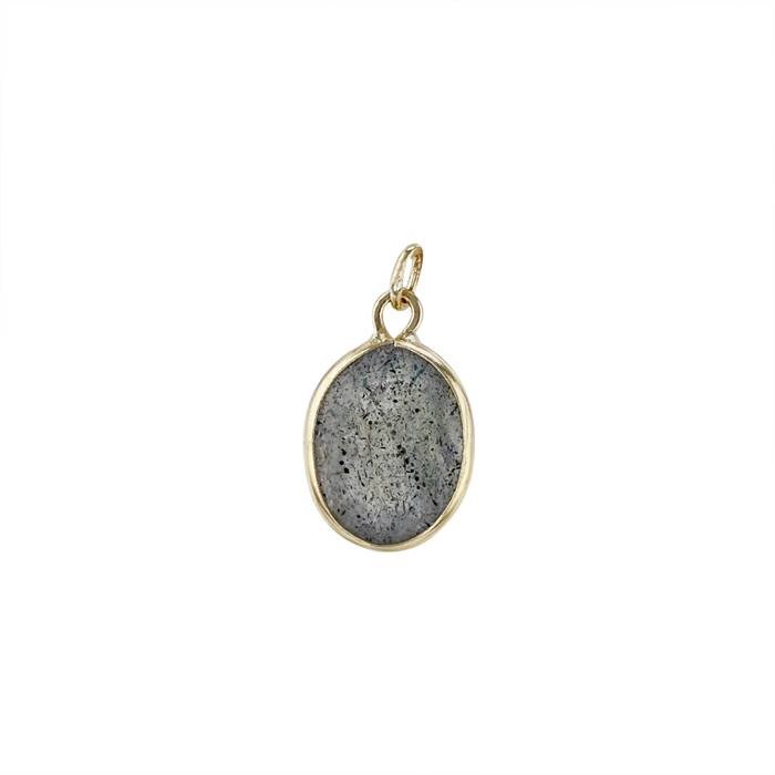 14ky 7x5mm labradorite oval bezel set charm march birthstone