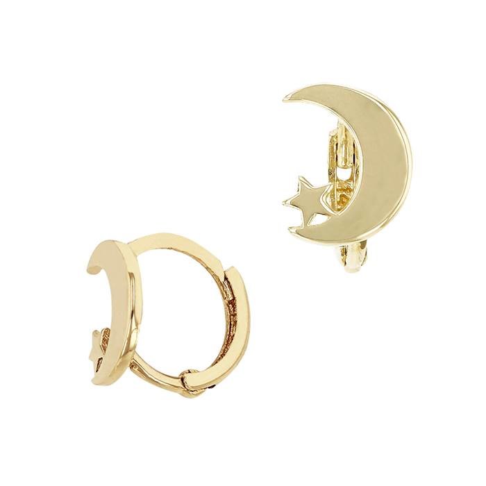 14ky 7.5mm moon star huggie earring (left side)