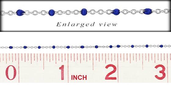 ss-rh 1.5mm flat oval cable satellite chain with 1.7mm blue enamel bead