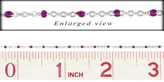 ss-rh 1.5mm flat cable satellite chain with 1.7mm amethyst enamel bead