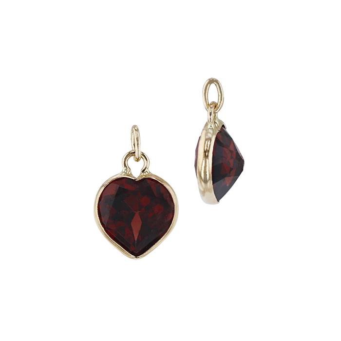 14ky 4mm heart garnet charm january birthstone