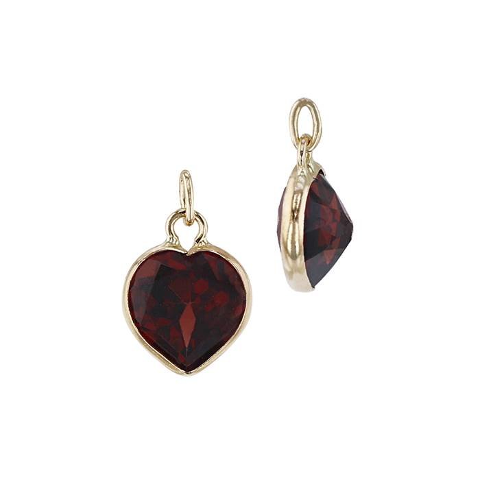 14ky 5mm heart garnet charm january birthstone