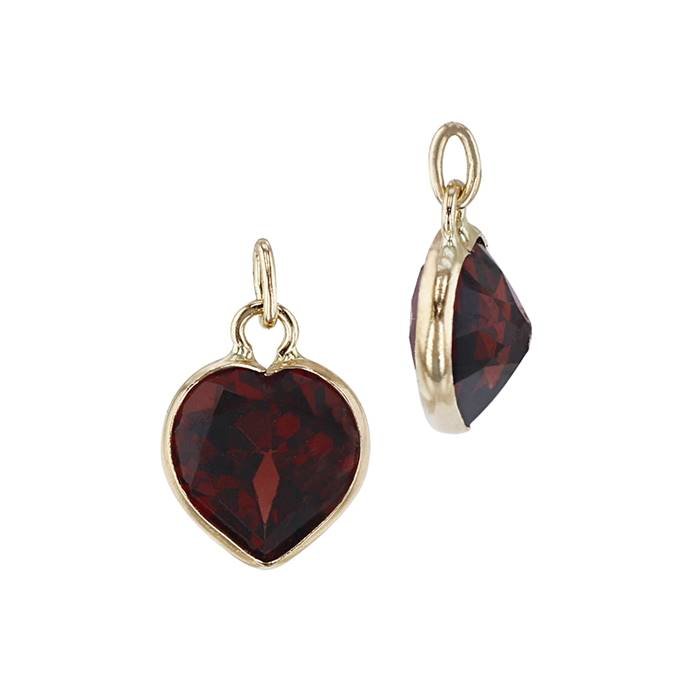 14ky 6mm heart garnet charm january birthstone