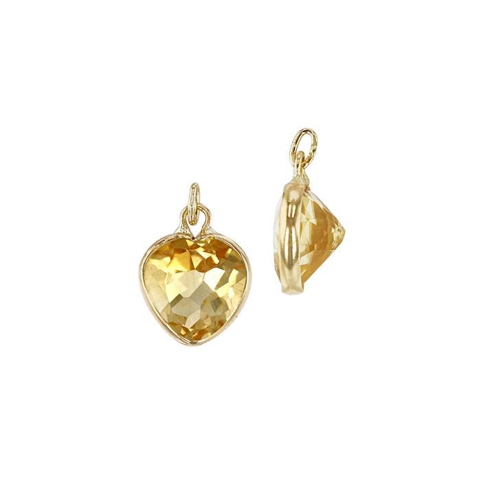 14ky 4mm heart citrine charm november birthstone