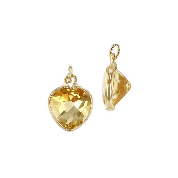 14ky 5mm heart citrine charm november birthstone